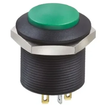 Apem Illuminated Push Button Switch, Panel Mount, 24.2mm Cutout, DPDT, Green LED, 12V dc - FPAR3D1432B1X product image