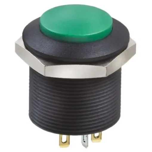 Apem Illuminated Push Button Switch, Panel Mount, 24.2mm Cutout, DPDT, Green LED, 12V dc - FPAR3D1432B1X product image