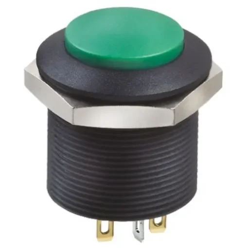 Apem Illuminated Push Button Switch, Latching, Panel Mount, 24.2mm Cutout, DPDT, Green LED, 12V dc - FPAR1D1432B1X product image
