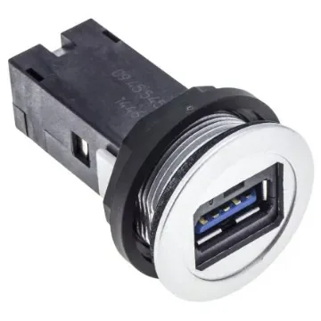 Harting Straight, Panel Mount, Socket- Single Port Type A 3.0 USB Connector - 09454521902 product image