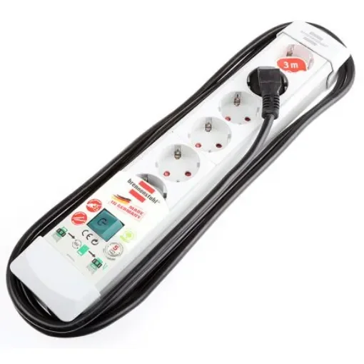 brennenstuhl 3m 6 Socket Type F - German Schuko Extension Lead, 230 V, IP20 - 1955560100 product image