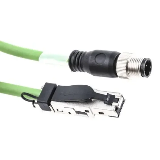 Weidmuller, 1m Cat5, Green M12 to RJ45, Terminated PUR Sheath - 1044470010 product image