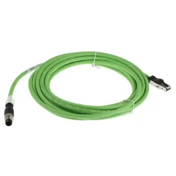 WeidmullerIE, 5m Cat5, Green M12 to Male RJ45 Male, Aluminium foil with a braided tin-plated copper wire screen - 1044470050 product image