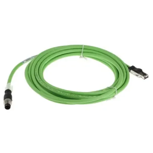 WeidmullerIE, 5m Cat5, Green M12 to Male RJ45 Male, Aluminium foil with a braided tin-plated copper wire screen - 1044470050 product image