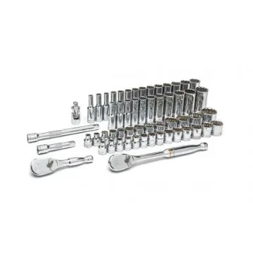 GearWrench 57-Piece Imperial, Metric 3/8 in Deep Socket/Standard Socket Set with Ratchet, 12 point - 80551 product image