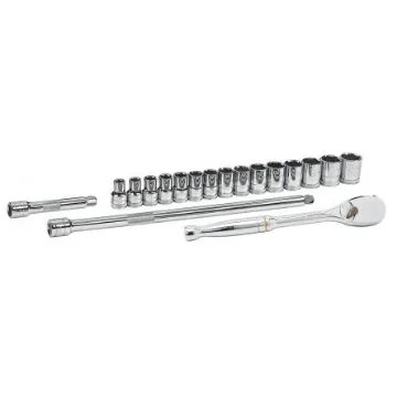 GearWrench 18-Piece Metric 1/2 in Standard Socket Set with Ratchet, 6 point - 80708 product image