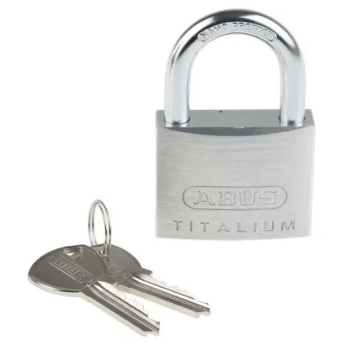 ABUS 64TI Key Weatherproof Titanium Weatherproof Padlock, 8mm Shackle, 50mm Body - 64TI/50 product image