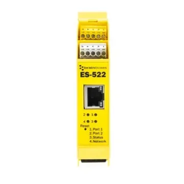 Brainboxes Serial Device Server, 1 Ethernet Port, 2 Serial Port, RS232, RS422, RS485 Interface, 1Mbit/s Baud Rate - ES-522 product image