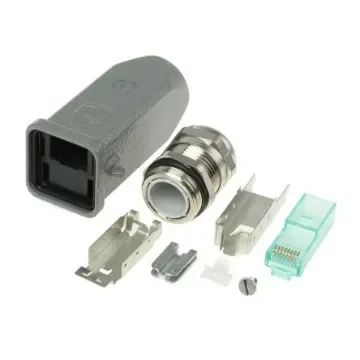 HARTING Han 3A RJ45 Series Male RJ45 Connector, Cable Mount, Cat6a, UTP Shield Straight 8C -Way - 09451151520 product image