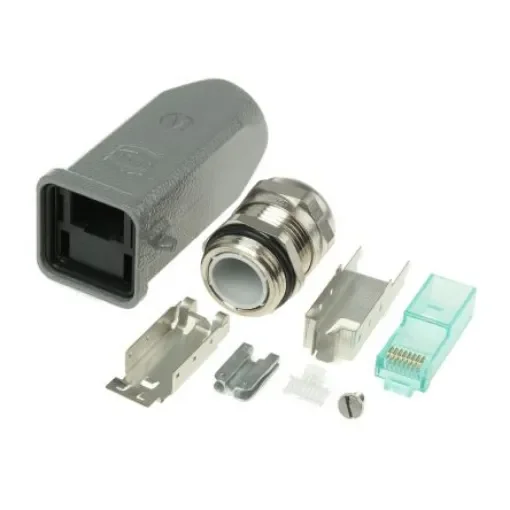 HARTING Han 3A RJ45 Series Male RJ45 Connector, Cable Mount, Cat6a, UTP Shield Straight 8C -Way - 09451151520 product image