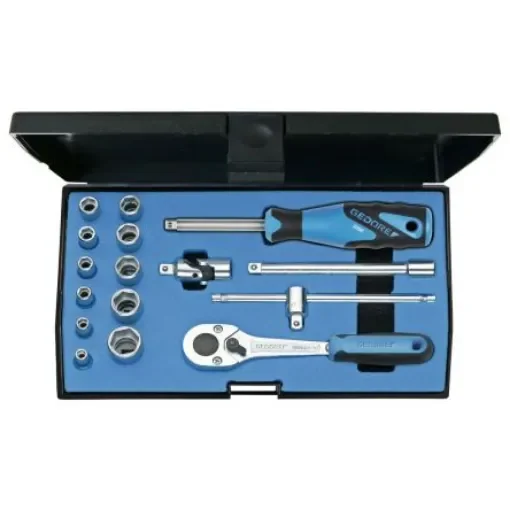 Gedore 16-Piece Metric 1/4 in Standard Socket Set with Ratchet, 6 point - 20 EMU-10 product image