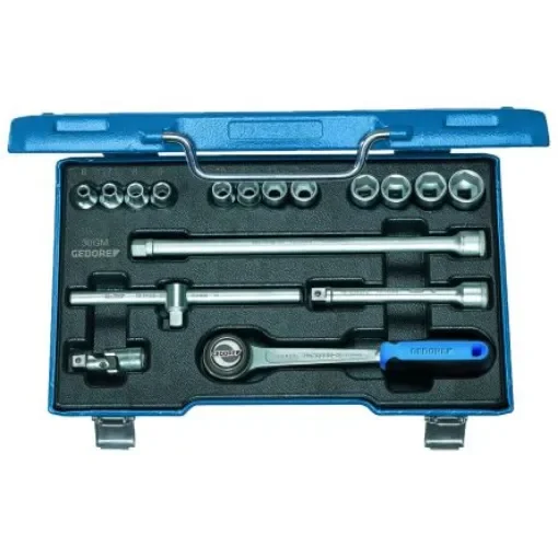 Gedore 17-Piece Metric 3/8 in Standard Socket Set with Ratchet, 12 point - D 30 GMU-10 product image