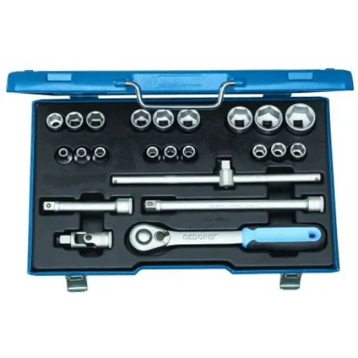Gedore 23-Piece Imperial, Metric 1/2 in Standard Socket Set with Ratchet, 6 point; 12 point - 19 EMU 20 product image