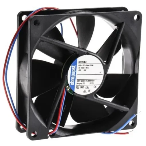 ebm-papst 3400 N Series Axial Fan, 12 V dc, DC Operation, 61m³/h, 800mW, 92 x 92 x 25mm - 3412NLE product image
