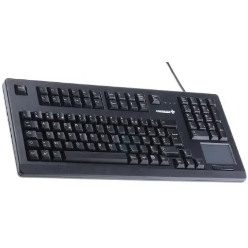 CHERRY Wired USB Compact, Ergonomic Touchpad Keyboard, AZERTY, Black - G80-11900LUMFR-2 product image