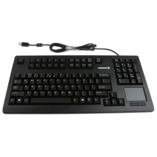 CHERRY Wired USB Compact, Ergonomic Touchpad Keyboard, QWERTY (US), Black - G80-11900LUMEU-2 product image