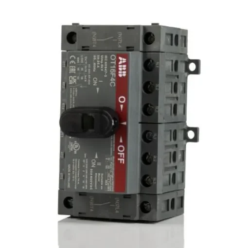 ABB 4P Pole DIN Rail Non Fused Isolator Switch - 16A Maximum Current, IP20 - OT16F4C  1SCA104831R1001 product image
