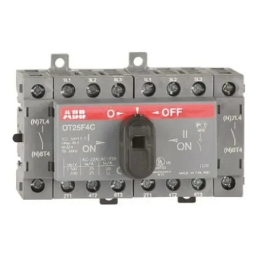 ABB 4P Pole DIN Rail Isolator Switch - 25A Maximum Current - OT25F4C  1SCA104877R1001 product image