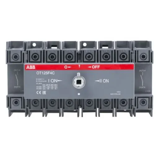 ABB 4P Pole DIN Rail Isolator Switch - 125A Maximum Current, 45kW Power Rating, IP20 - OT125F4C  1SCA105054R1001 product image