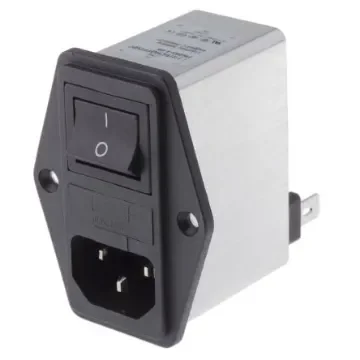 Schaffner 4.8A, 250 V ac Male Flange Mount IEC Inlet Filter 2 Pole FN283-4-06, Faston 1 Fuse product image