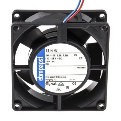 ebm-papst 8300 Series Axial Fan, 24 V dc, DC Operation, 80m³/h, 6W, IP68, 80 x 80 x 32mm - 8314HU product image
