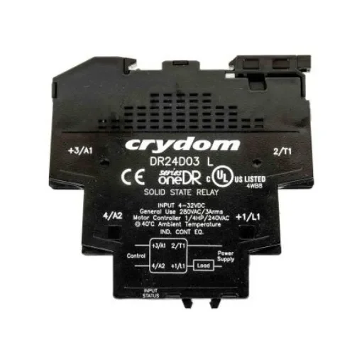 Sensata Crydom DR24D03 Series Solid State Interface Relay, 32 V dc Control, 3 A Load, DIN Rail Mount product image