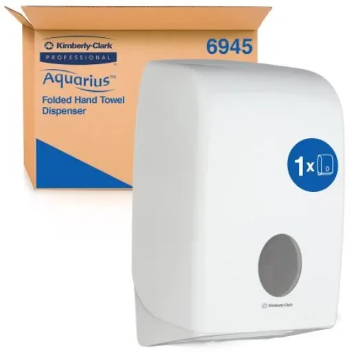 Kimberly Clark Plastic White Wall Mounting Paper Towel Dispenser, 270mm x 410mm x 140mm - 6945 product image