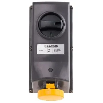 Scame IP67 Yellow Panel Mount 2P + E Right Angle Industrial Power Socket, Rated At 16A, 110 V - 402.1670 product image