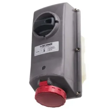 Scame IP67 Red Panel Mount 3P + E Right Angle Industrial Power Socket, Rated At 16A, 415 V - 402.1686 product image
