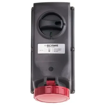 Scame IP67 Red Panel Mount 3P + N + E Right Angle Industrial Power Socket, Rated At 32A, 415 V - 402.3287 product image