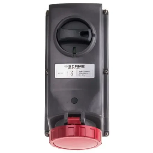 Scame IP67 Red Panel Mount 3P + N + E Right Angle Industrial Power Socket, Rated At 32A, 415 V - 402.3287 product image