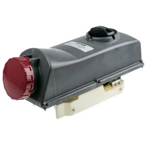 Scame IP67 Red Panel Mount 3P + E Right Angle Industrial Power Socket, Rated At 63A, 415 V - 402.6386 product image