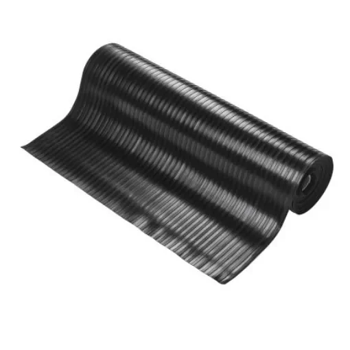 Coba Europe Black Anti-Slip Natural Rubber Mat, Wide Fluted Ribs Finish 10m x 0.9m x 3mm - RR010010W product image