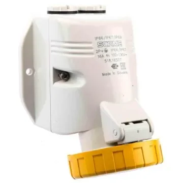 Scame IP66, IP67 Yellow Wall Mount 2P + E Industrial Power Socket, Rated At 16A, 110 V - 518.1650T product image