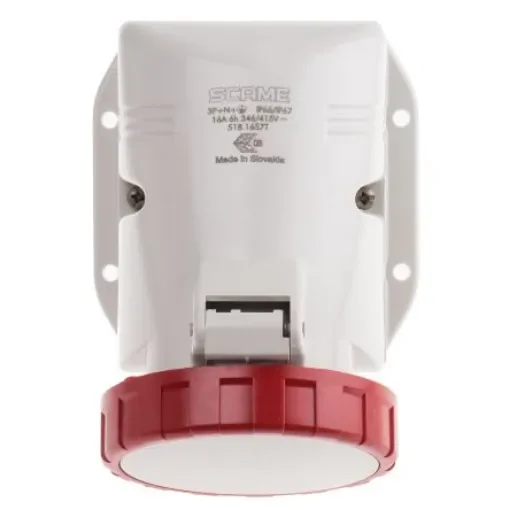 Scame IP66, IP67 Red Wall Mount 3P + N + E Industrial Power Socket, Rated At 16A, 415 V - 518.1657T product image