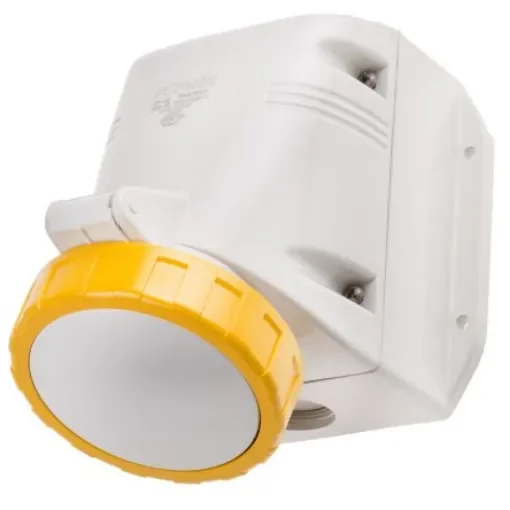 Scame IP66, IP67 Yellow Wall Mount 2P + E Industrial Power Socket, Rated At 32A, 110 V - 518.3250T product image