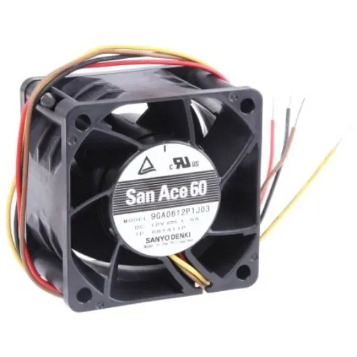 Sanyo Denki San Ace 9GA Series Axial Fan, 12 V dc, DC Operation, 105m³/h, 18W, 1.5A Max, 60 x 60 x 38mm - 9GA0612P1J03 product image