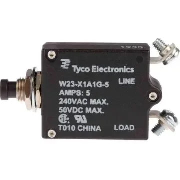 TE Connectivity Thermal Circuit Breaker - W23  Single Pole 50 V dc, 250V ac Voltage Rating, 5A Current Rating - W23-X1A1G-5 product image