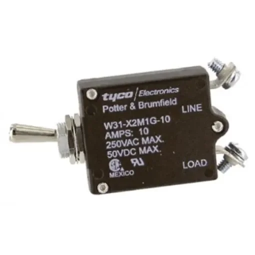 TE Connectivity Thermal Circuit Breaker - W31  Single Pole 50 V dc, 240V ac Voltage Rating, 10A Current Rating - W31-X2M1G-10 product image