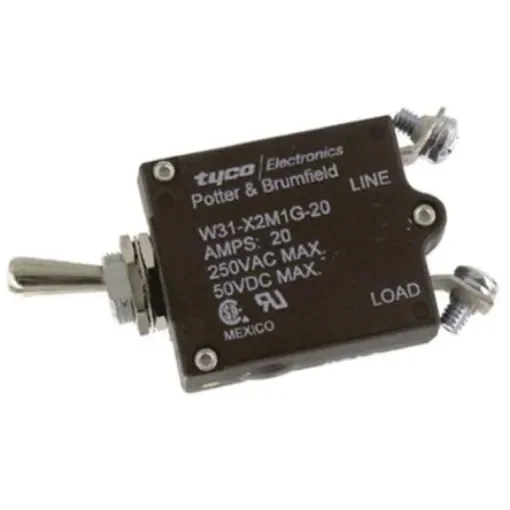 TE Connectivity Thermal Circuit Breaker - W31  Single Pole 50 V dc, 240V ac Voltage Rating, 20A Current Rating - W31-X2M1G-20 product image