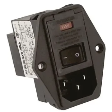 TE Connectivity 10A, 250 V ac Male Flange Mount IEC Filter 2 Pole PE0SSSSX0, Spade 1 Fuse product image