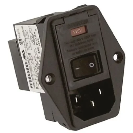 TE Connectivity 10A, 250 V ac Male Flange Mount IEC Filter 2 Pole PE0SSSSX0, Spade 1 Fuse product image