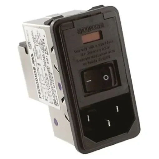 TE Connectivity 3A, 250 V ac Male Snap-In IEC Filter 2 Pole PS0S0DH3B, Spade 2 Fuse product image