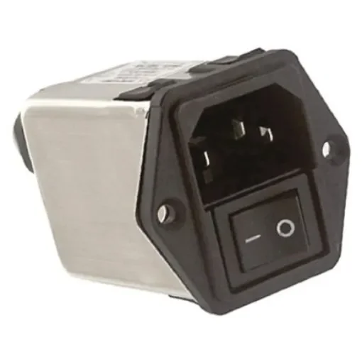 TE Connectivity 6A, 250 V ac Male Flange Mount IEC Filter 2 Pole 6CFE1, Spade None Fuse product image