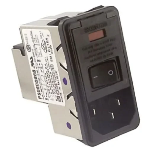 TE Connectivity 6A, 250 V ac Male Snap-In IEC Filter 2 Pole PS0S0DS6B, Spade 2 Fuse product image