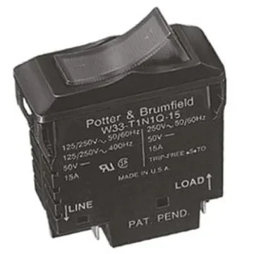 TE Connectivity Thermal Circuit Breaker - W33 2 Pole 120V Voltage Rating, 10A Current Rating - W33-T4B1Q-10 product image