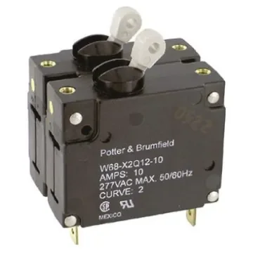 TE Connectivity Thermal Circuit Breaker - W68 2 Pole 277V ac Voltage Rating, 10A Current Rating - W68-X2Q12-10 product image