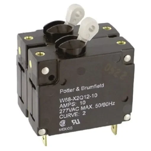 TE Connectivity Thermal Circuit Breaker - W68 2 Pole 277V ac Voltage Rating, 10A Current Rating - W68-X2Q12-10 product image