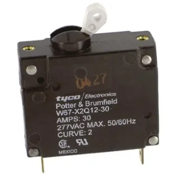 TE Connectivity Thermal Circuit Breaker - W67  Single Pole 277V ac Voltage Rating, 30A Current Rating - W67-X2Q12-30 product image