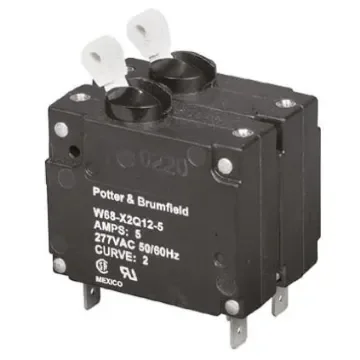 TE Connectivity Thermal Circuit Breaker - W68 2 Pole 277V ac Voltage Rating, 5A Current Rating - W68-X2Q12-5 product image